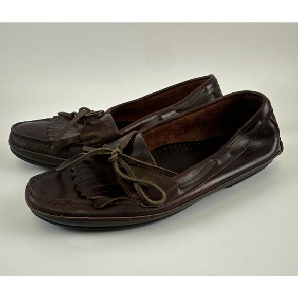 Johnston And Murphy Driving Moccasins Brown Leather Kiltie Fringe Slip On Men 10 main image 4